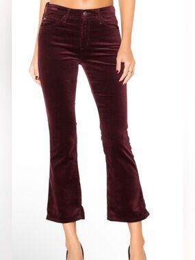 Rag & Bone Crop Flare Wine Velvet Pants